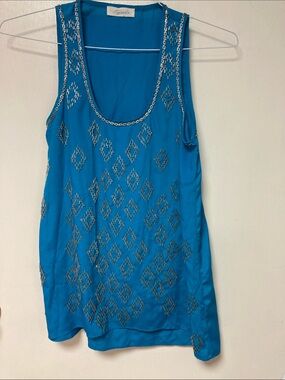 Sugarlips Teal Blue Embellished Scoop Neck Tank